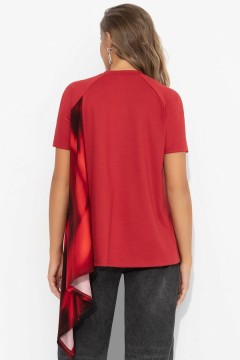 Футболка красная асимметричного кроя Charutti(фото7)