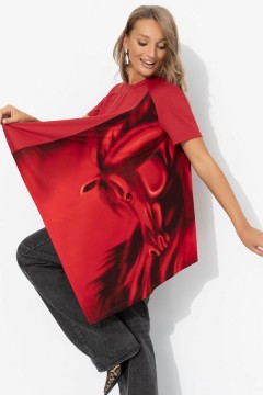 Футболка красная асимметричного кроя Charutti(фото5)