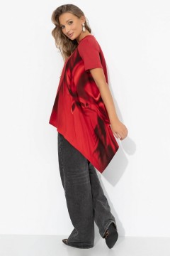 Футболка красная асимметричного кроя Charutti(фото6)