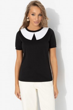 Футболка чёрная с воротничком Charutti(фото3)