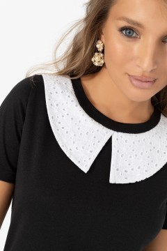 Футболка чёрная с воротничком Charutti(фото4)