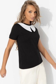 Футболка чёрная с воротничком Charutti(фото5)