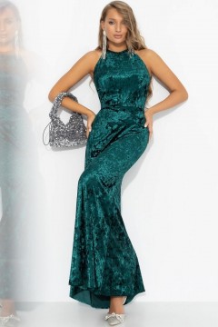 Платье зелёное бархатное с акцентной спинкой Charutti