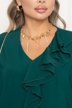 Платье нарядное изумрудного цвета с поясом Agata(фото4)