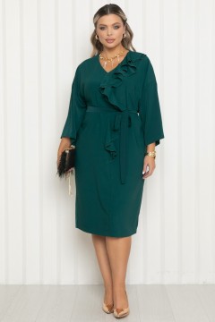 Платье нарядное изумрудного цвета с поясом Agata(фото5)