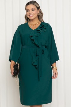 Платье нарядное изумрудного цвета с поясом Agata(фото2)