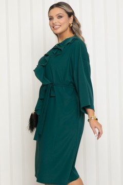Платье нарядное изумрудного цвета с поясом Agata(фото6)