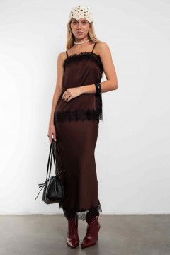 Юбка в бельевом стиле шоколадного цвета Kosmos