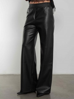 Брюки чёрные из экокожи на замше Kosmos(фото4)