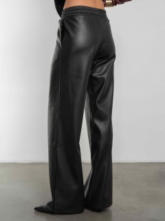 Брюки чёрные из экокожи на замше Kosmos(фото7)