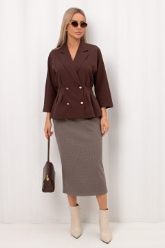 Жакет коричневый с укороченными рукавами Юджини №5 Valentina(фото4)