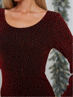 Платье нарядное винного цвета с разрезом Ronattelle(фото5)