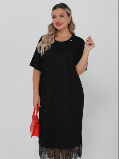 Платье чёрное из фактурного трикотажа Dora(фото3)