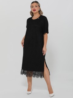 Платье чёрное из фактурного трикотажа Dora(фото5)