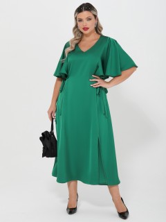 Платье длинное зелёное летящего силуэта Dora(фото3)