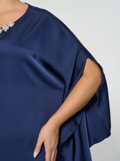 Платье нарядное тёмно-синее с воланом Dora(фото7)