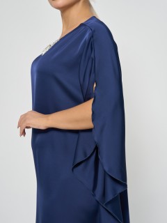 Платье нарядное тёмно-синее с воланом Dora(фото9)