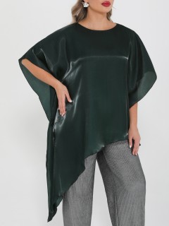 Блузка-накидка тёмно-зелёная Dora(фото7)