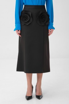 Юбка чёрная с декоративными цветами Priz(фото4)