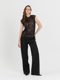 Блузка чёрная из сетки с пайетками Priz(фото4)