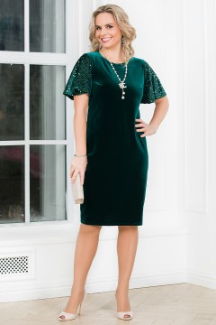 Платье бархатное нарядное изумрудного цвета Lavira(фото2)