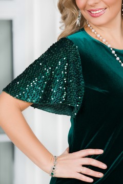 Платье бархатное нарядное изумрудного цвета Lavira(фото4)