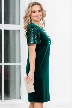 Платье бархатное нарядное изумрудного цвета Lavira(фото5)