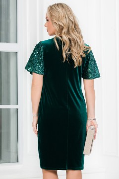 Платье бархатное нарядное изумрудного цвета Lavira(фото6)