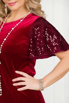 Платье бархатное нарядное вишнёвого цвета Lavira(фото4)