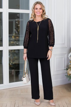 Туника чёрная с рукавами из сетки Lavira(фото2)