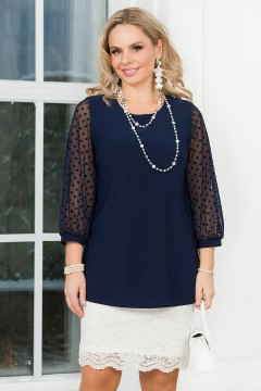 Туника тёмно-синяя с рукавами из сетки Lavira(фото3)