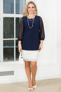 Туника тёмно-синяя с рукавами из сетки Lavira(фото2)