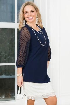Туника тёмно-синяя с рукавами из сетки Lavira(фото4)