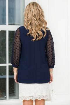 Туника тёмно-синяя с рукавами из сетки Lavira(фото5)