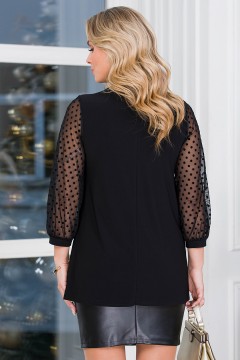 Туника чёрная с рукавами из сетки Lavira(фото4)