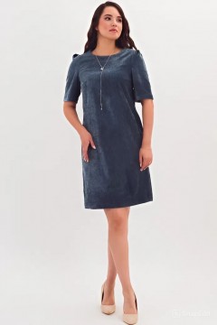 Платье короткое велюровое серо-голубого цвета Braslava