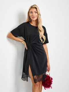 Платье короткое чёрное с кружевом Jetty(фото6)