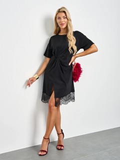 Платье короткое чёрное с кружевом Jetty(фото2)