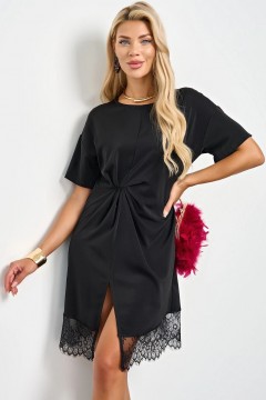 Платье короткое чёрное с кружевом Jetty