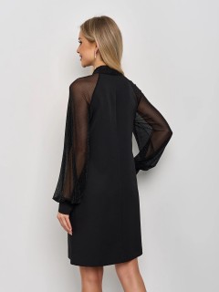 Платье чёрное нарядное с рукавами из сетки Jetty(фото8)