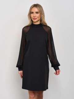 Платье чёрное нарядное с рукавами из сетки Jetty(фото3)