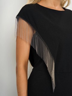 Платье-футляр чёрное с металлической бахромой Jetty(фото6)