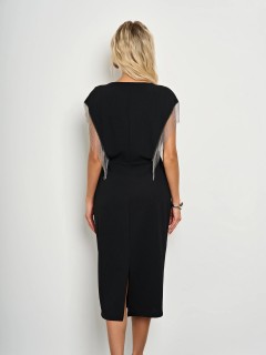 Платье-футляр чёрное с металлической бахромой Jetty(фото9)