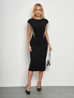 Платье-футляр чёрное с металлической бахромой Jetty(фото2)