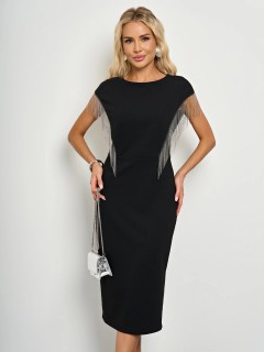 Платье-футляр чёрное с металлической бахромой Jetty(фото3)