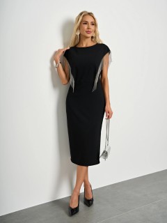 Платье-футляр чёрное с металлической бахромой Jetty(фото5)