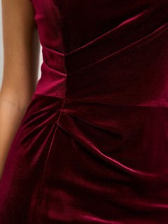 Платье бархатное бордовое с высоким разрезом Jetty(фото6)