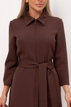 Платье коричневое с поясом Рейчел №1 Valentina(фото4)