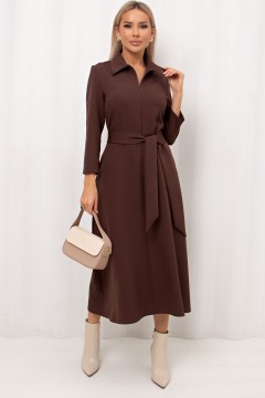 Платье коричневое с поясом Рейчел №1 Valentina