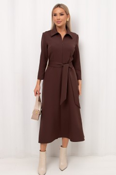 Платье коричневое с поясом Рейчел №1 Valentina(фото2)
